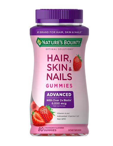 Nature's Bounty Advanced Hair Skin & Nails Mixed Fruit Flavors 6,000 mcg 80 gommes