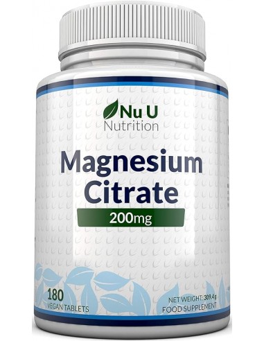 Nu U Nutrition Magnesium Citrate 200 mg Cure de 6 Mois